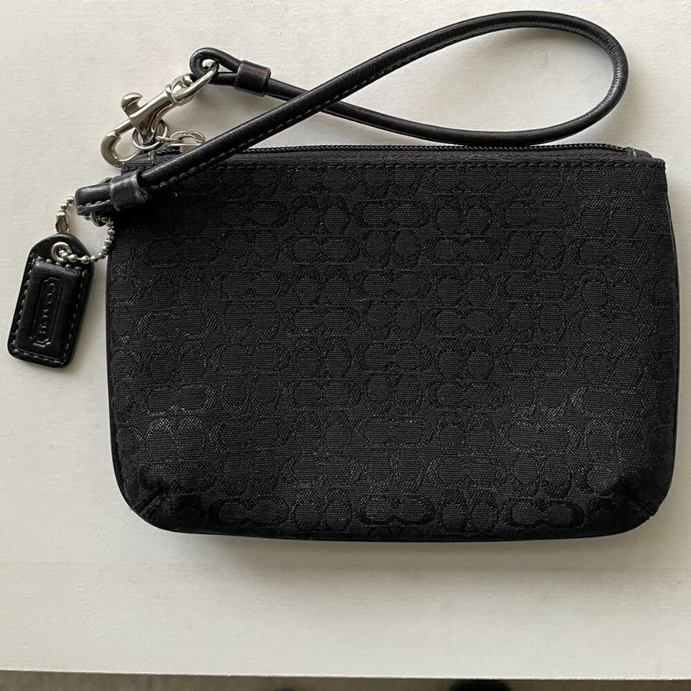 Coach wristlet --black fabric with logo and coach tag